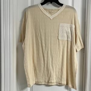 NWOT POL Clothing Cream V-Neck Textured Blouse Size Small